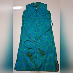 Vintage SEARS floral brocade button front dress Size Small
